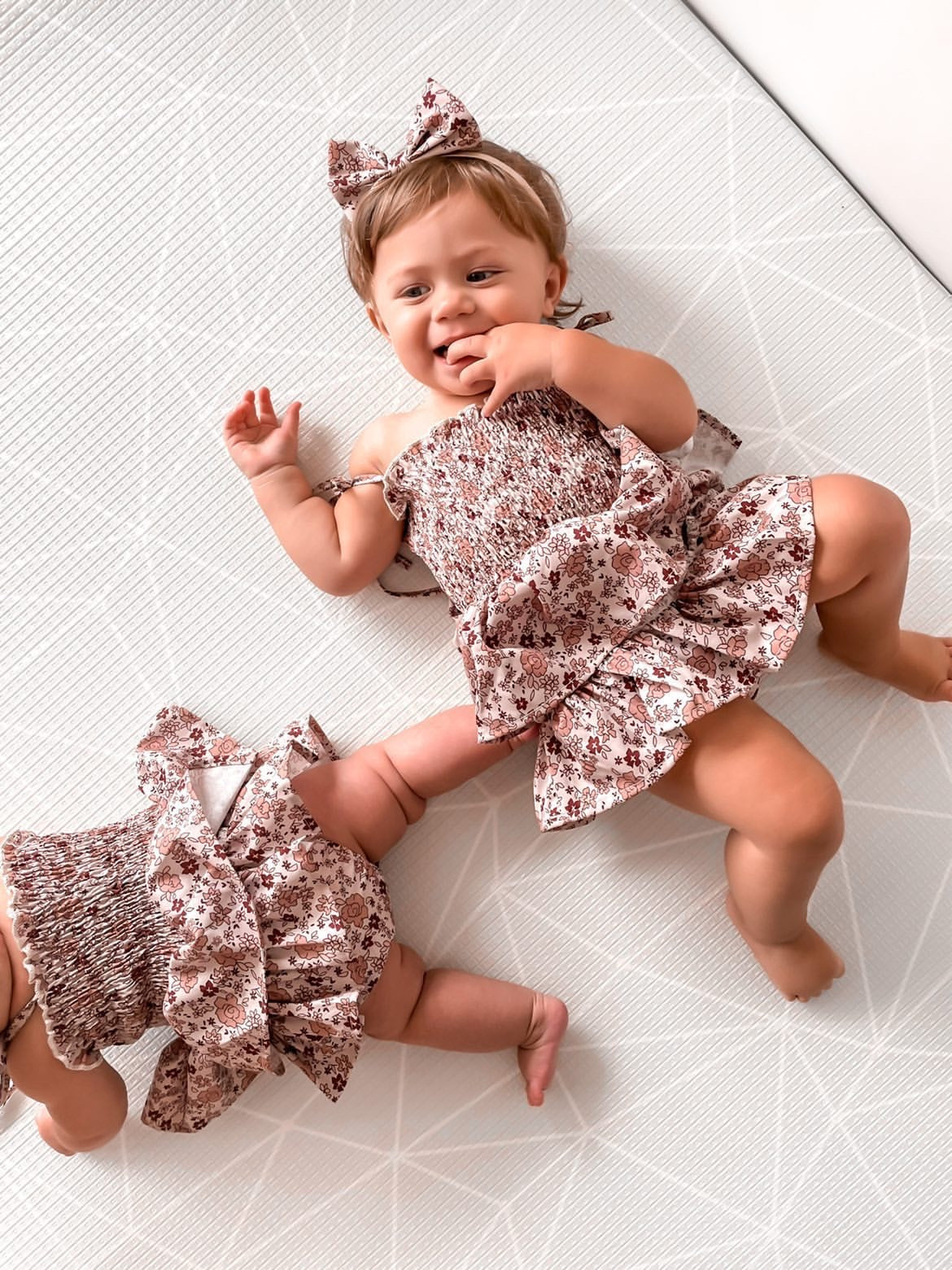 Scrunch posy ruffle romper