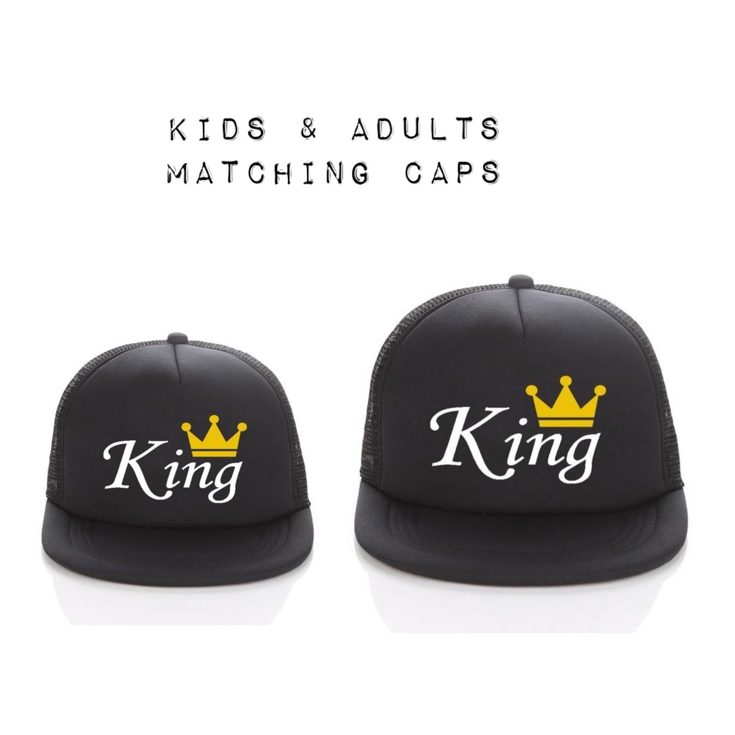 King Matching Kids & Adults Snapback Hat- King Black - nixonscloset