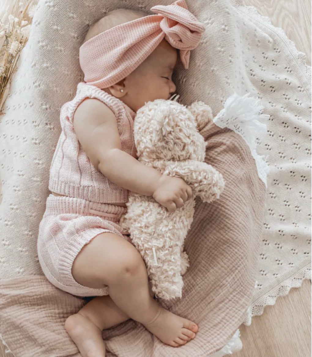 Waffle Oversized Bow - Strawberry Milk - handmade SKYLAROSECO