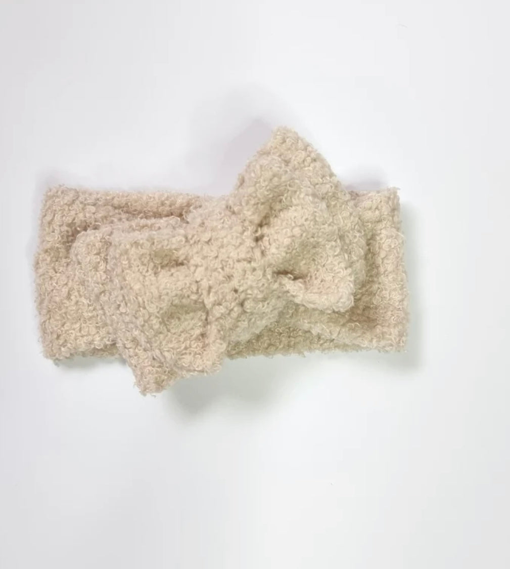 Teddy Oversized Bow -Beige - handmade SKYLAROSECO