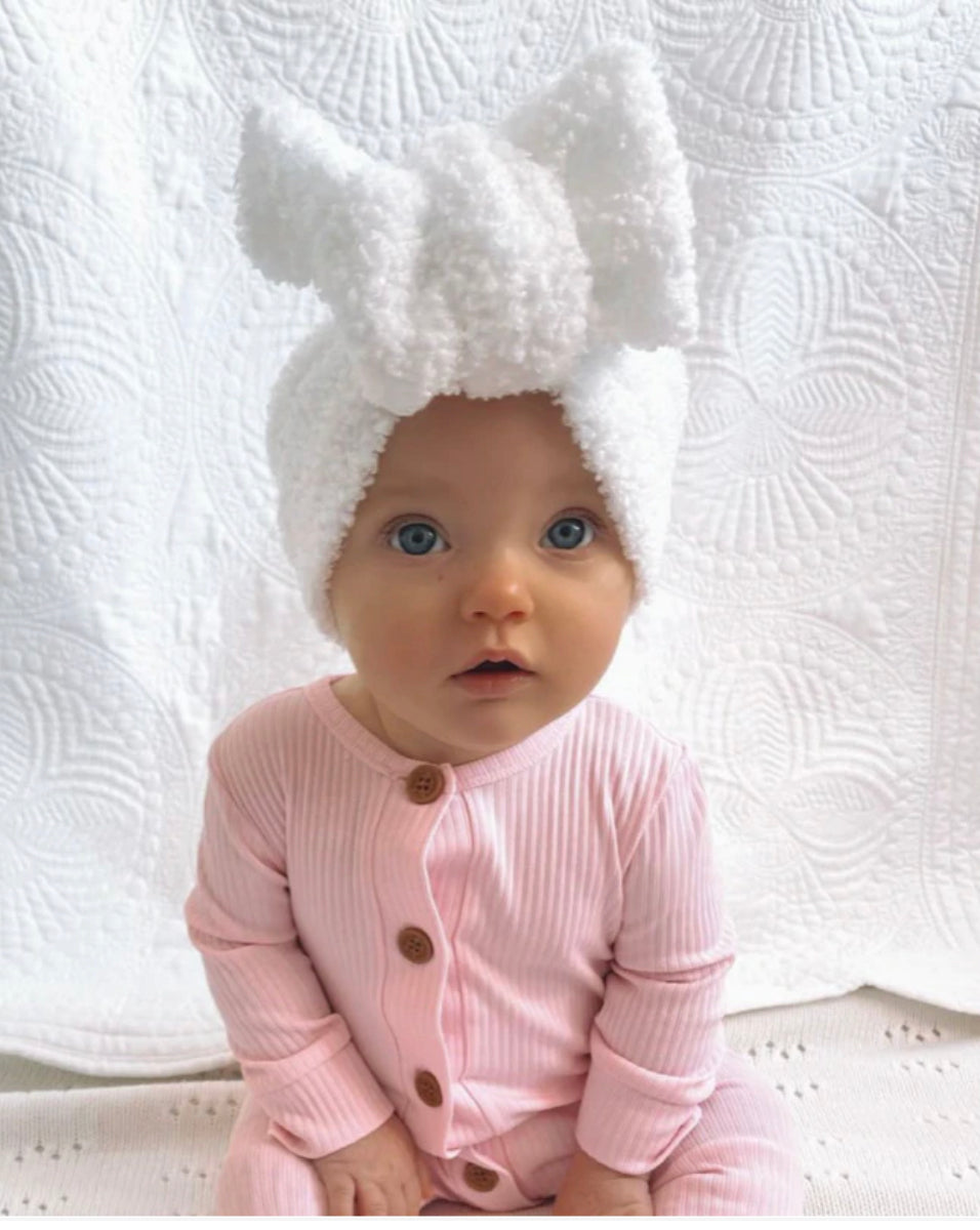 Teddy Oversized Bow -Snow White - handmade SKYLAROSECO