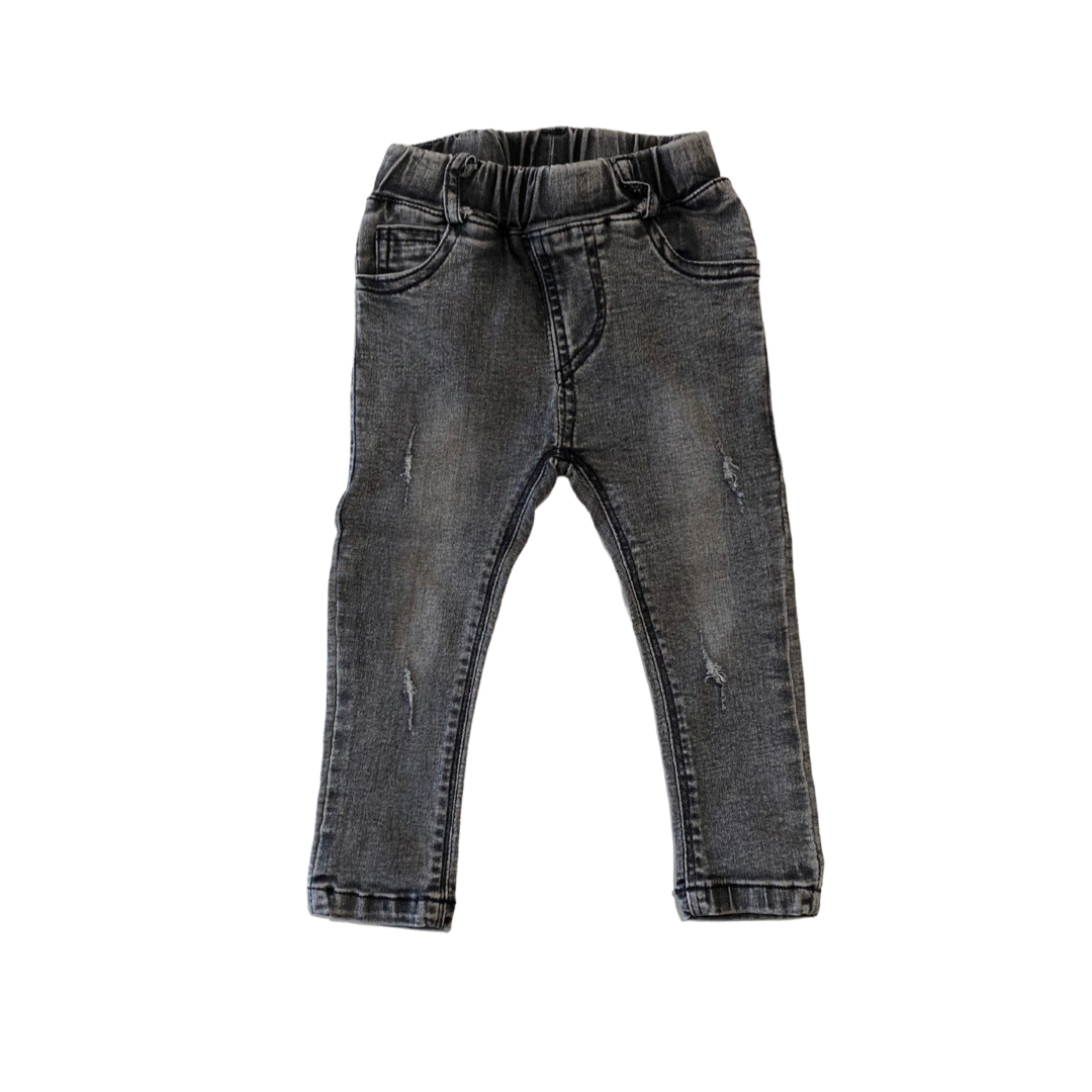 Distressed Black Wash Denim Jean - MLW by Design