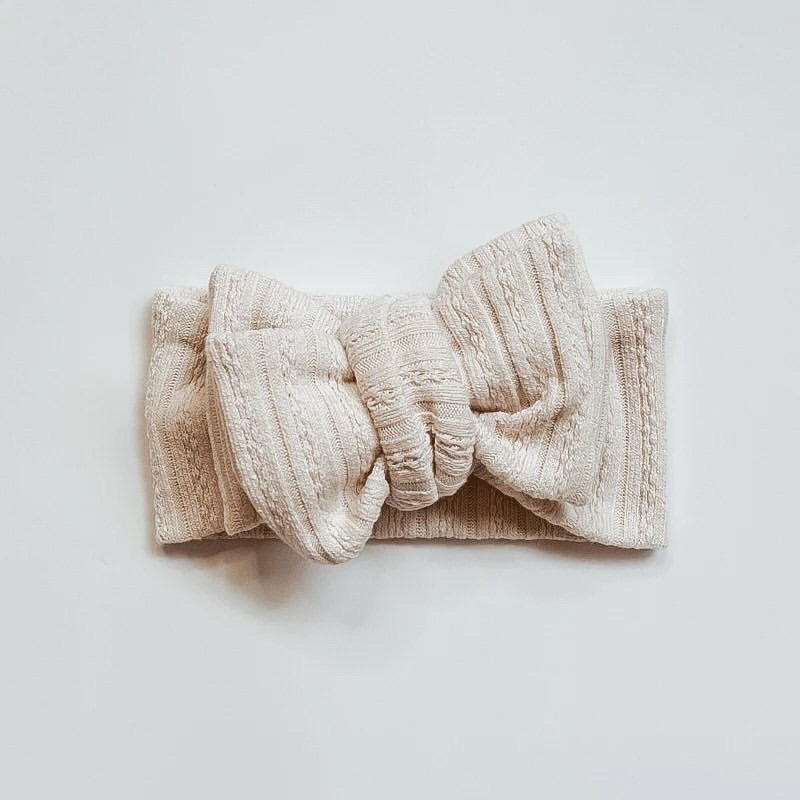 Luxe Rib Oversized Bow - Linen - handmade SKYLAROSECO