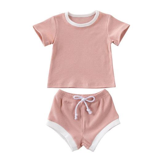 Ribbed Tee & Shorts Set - Pink - nixonscloset