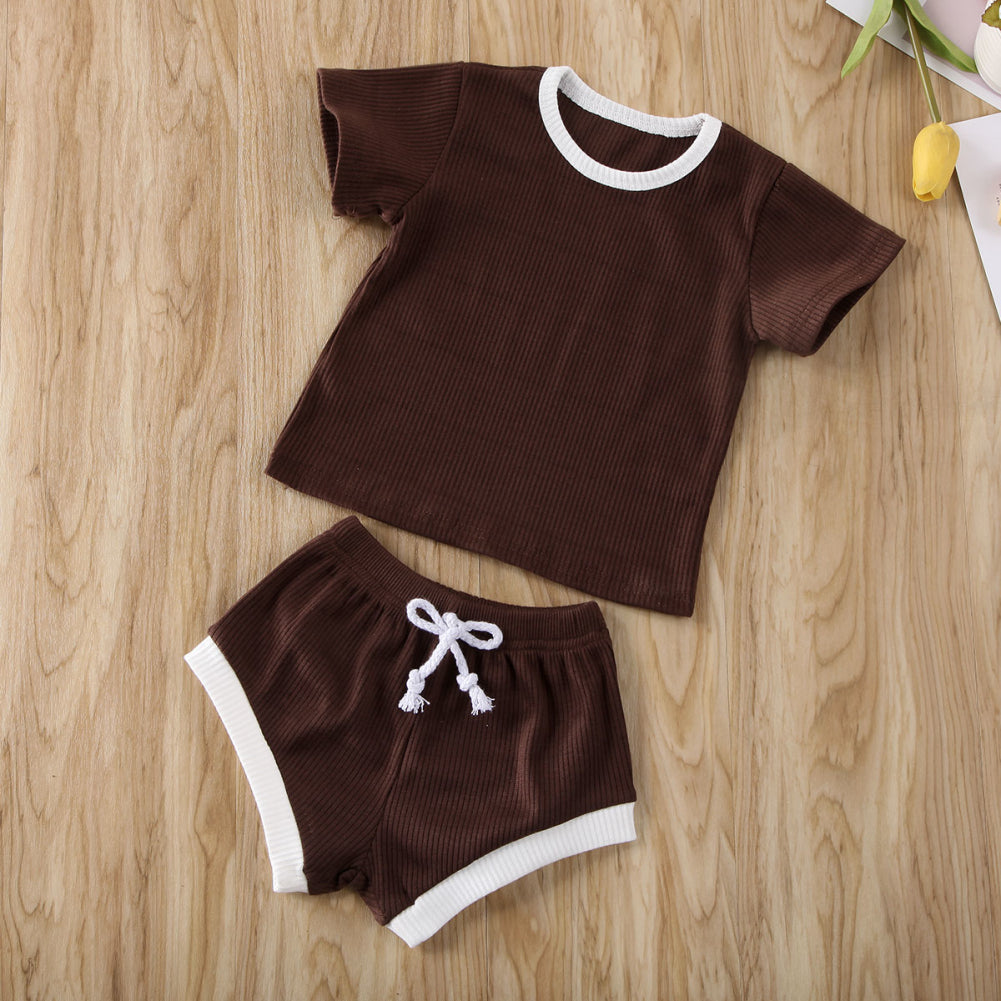 Ribbed Tee & Shorts Set - Chocolate - nixonscloset