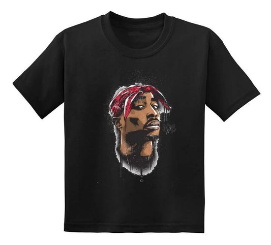 Tupac Adult T-Shirt - Bandana - Black