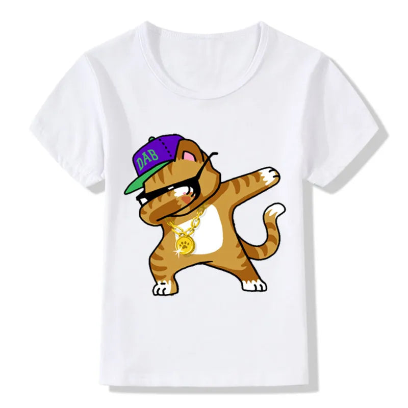 Dabbing Cat Funny Boys Summer T-shirt
