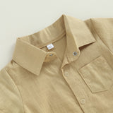 Linen Basic collar romper - Beige