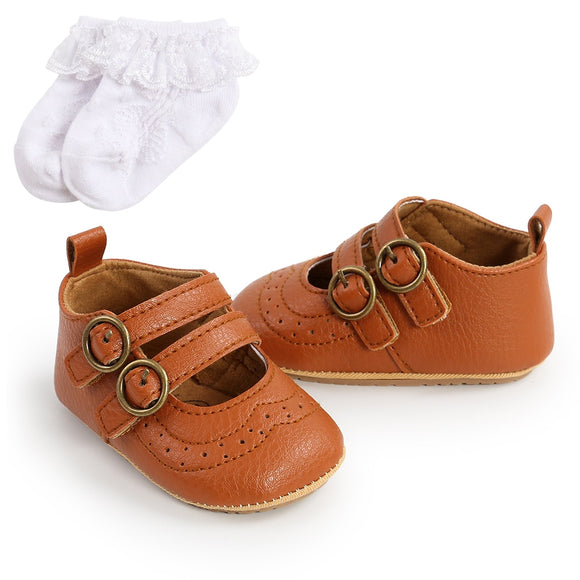 Double bar strap pre walkers - Tan