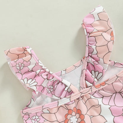 Floral ruffle swim suit