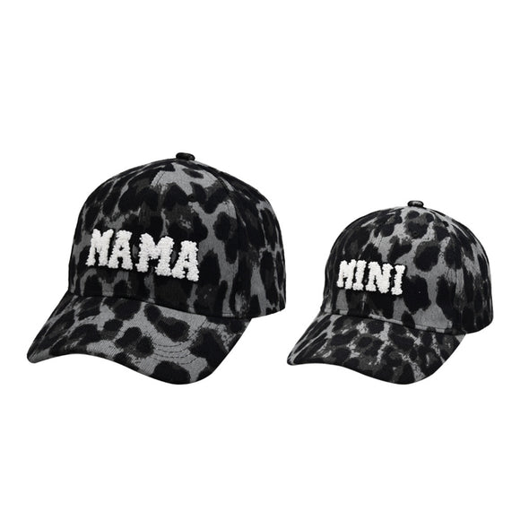 Matching Mama & Mini cap (sold seperate) - Grey Leopard