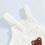 Baby Bear waffle romper - white