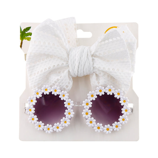Daisy chain sunglasses & headband set - White