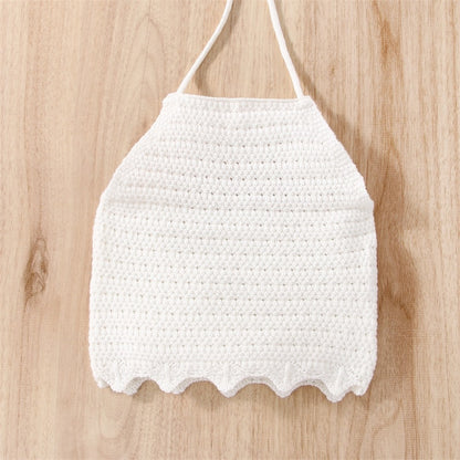Crochet Crop & Flare pant set - White