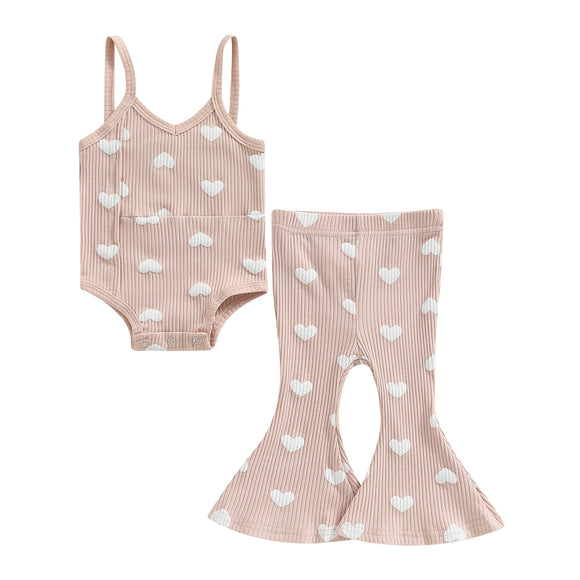 Heart ribbed set - Pink