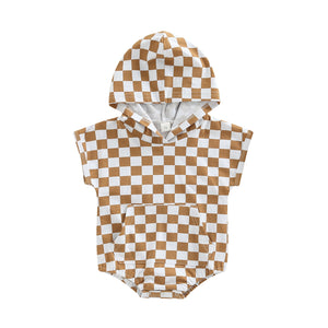 Checkers hoodie romper - Beige