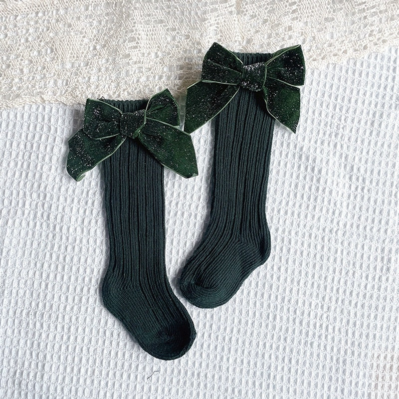 Ribbed bow socks - Forrest Green - Christmas collection