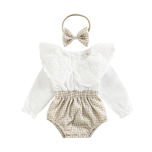 Gingham bloomer & lace top set