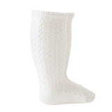 Crochet Knee High Socks - White