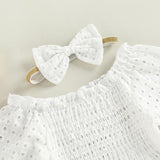 Spring scrunch romper + matching headband - White
