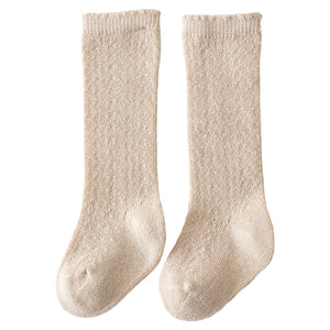 Crochet Knee High Socks - Beige