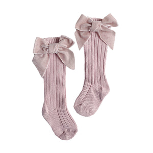 Ribbed bow socks - Pink