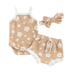 Daisy floral waffle set - Beige