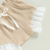 Ribbed Lace flutter & Bloomer set - Beige
