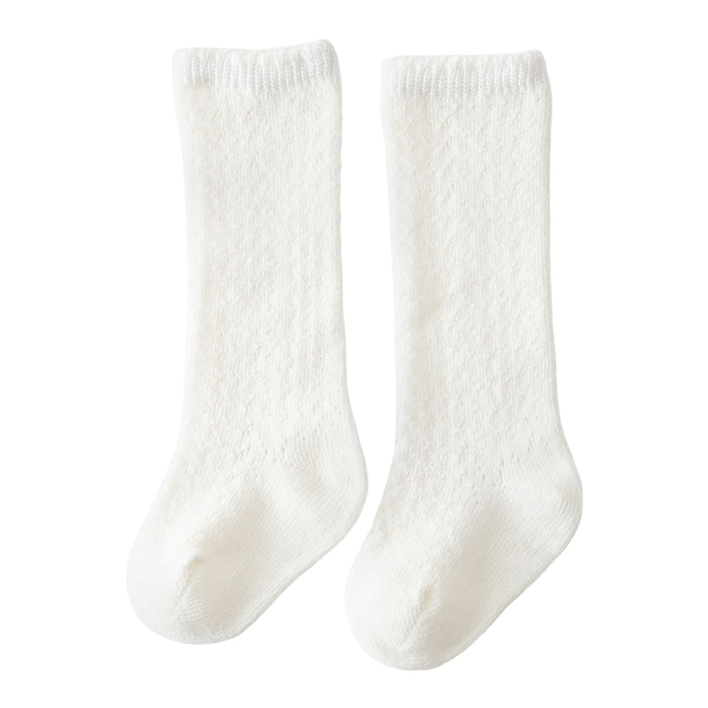 Crochet Knee High Socks - White