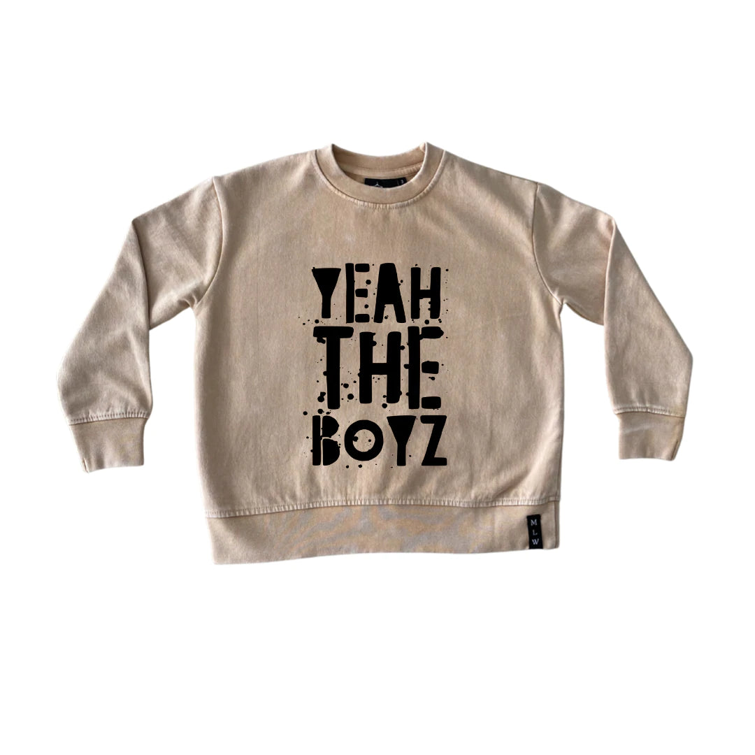 Yeah the boys Sand Stonewash jumper - MLW by design