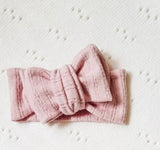 Pointelle Oversized Bow - Pink Chai - handmade SKYLAROSECO