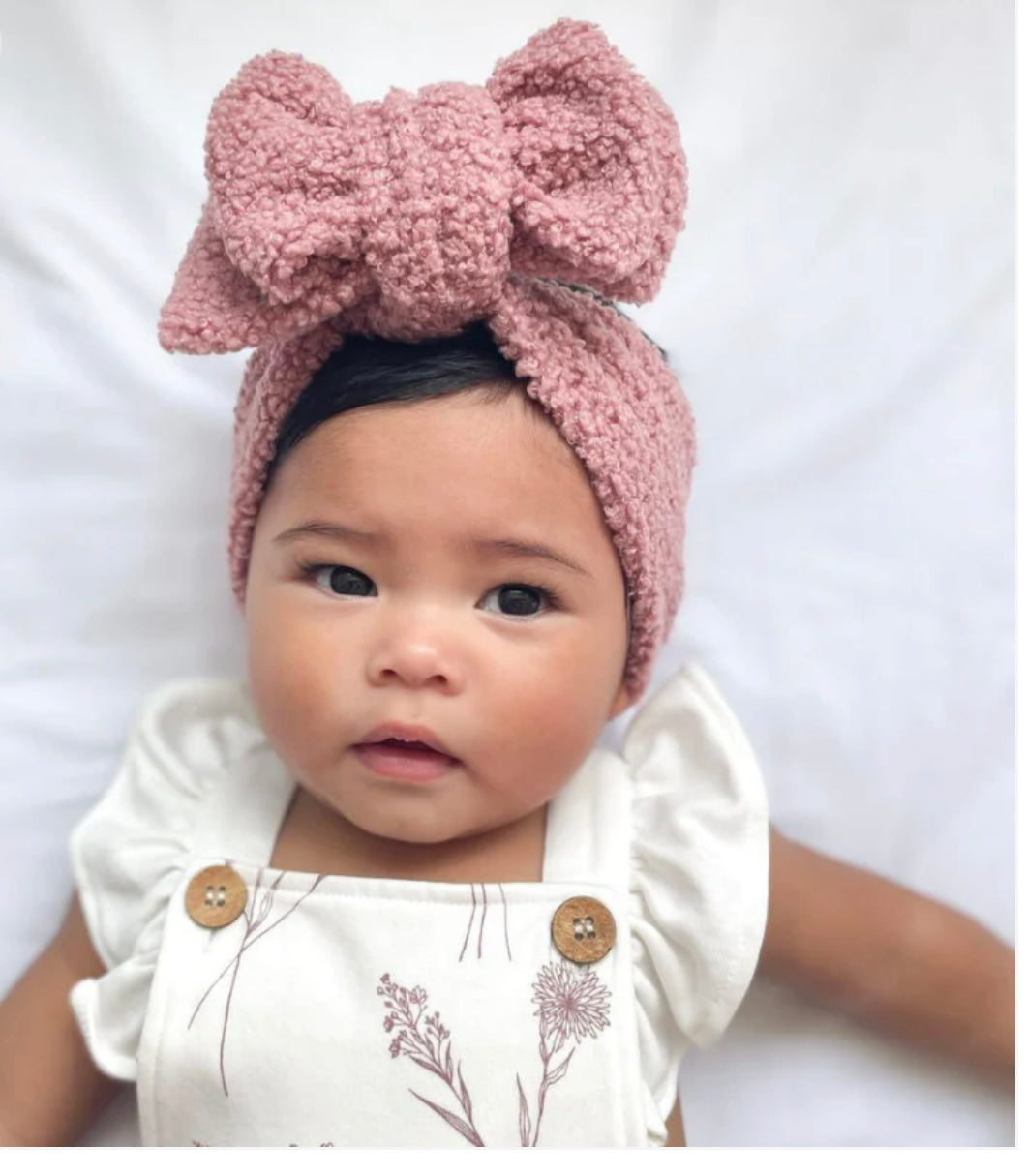 Teddy Oversized Bow -Blush - handmade SKYLAROSECO