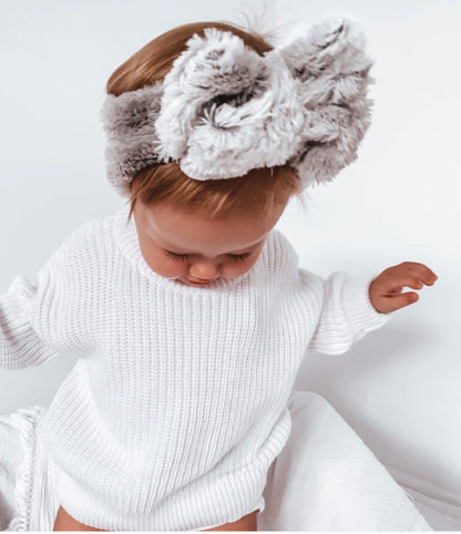 Minky Oversized Bow -Arctic- handmade SKYLAROSECO