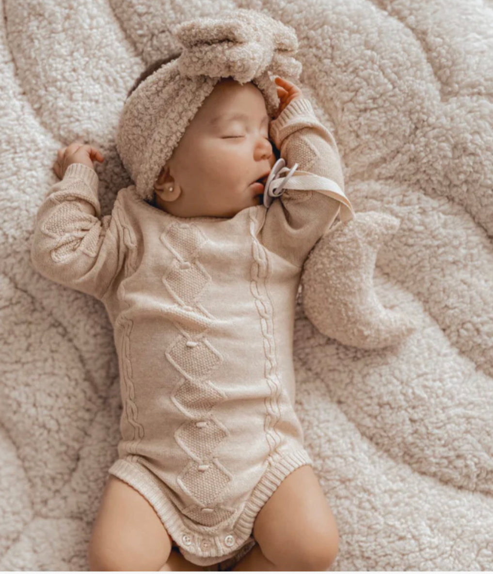 Teddy Oversized Bow -Beige - handmade SKYLAROSECO