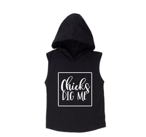 Chicks dig me sleeveless hoodie | black or white - Mlw by Design - nixonscloset