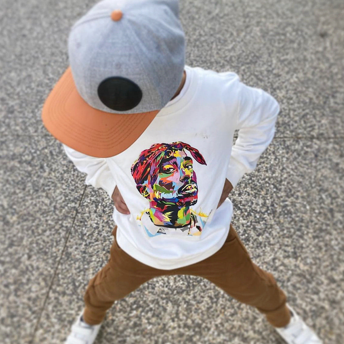 Tupac Long sleeve Tshirt - Watercolour