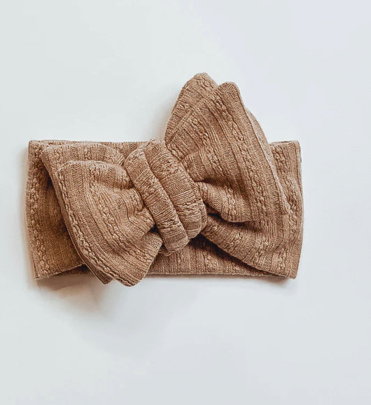 Luxe Rib Oversized Bow - Sandstone - handmade SKYLAROSECO