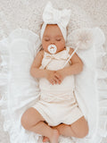 Knitted ruffle top and shortie set - Ivory