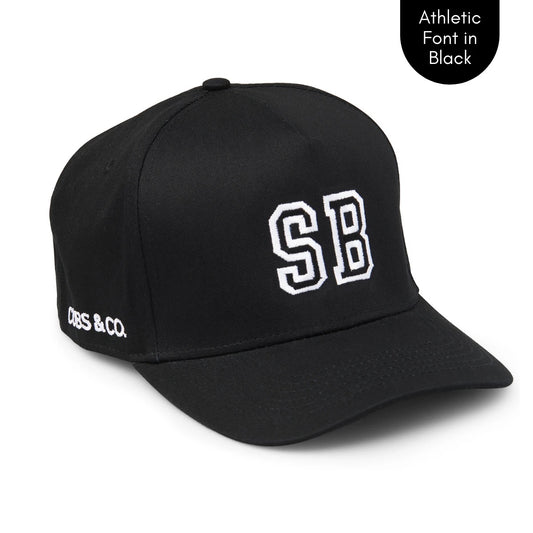 PERSONALISED BLACK HAT W/ INITIALS | Cubs & Co - Available in XS, S, M, Adult