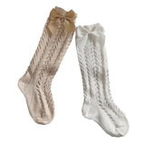Bow Crochet socks - Beige