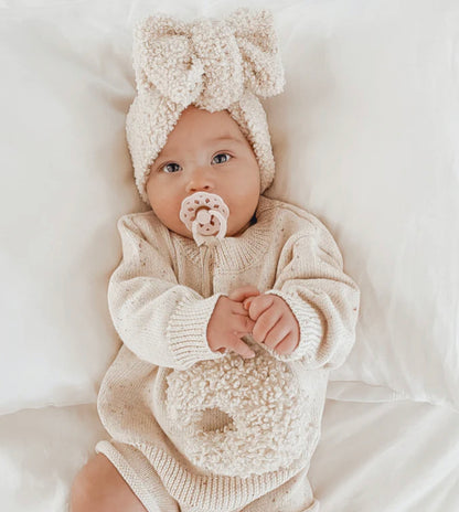 Teddy Oversized Bow -Beige - handmade SKYLAROSECO