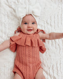 Knitted paisley romper - Pink