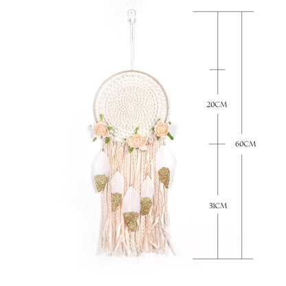Crochet Rose & Feather Dreamcatcher - nixonscloset