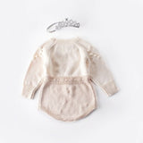 Knitted Heart Romper - Beige - nixonscloset