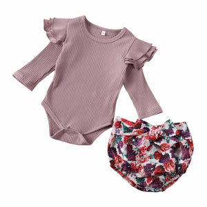 Ribbed romper & Floral bloomer set - nixonscloset