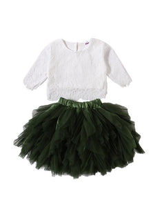 Lace & Tutu Set - Olive - nixonscloset