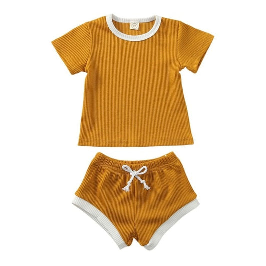 Ribbed Tee & shorts set - Mustard