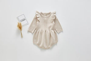 Knit cable romper -  Beige