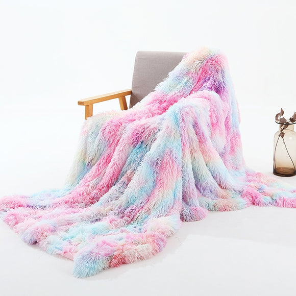 Tie dye unicorn rainbow blanket