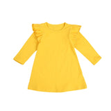Flutter wing basic long sleeve dress - Yellow